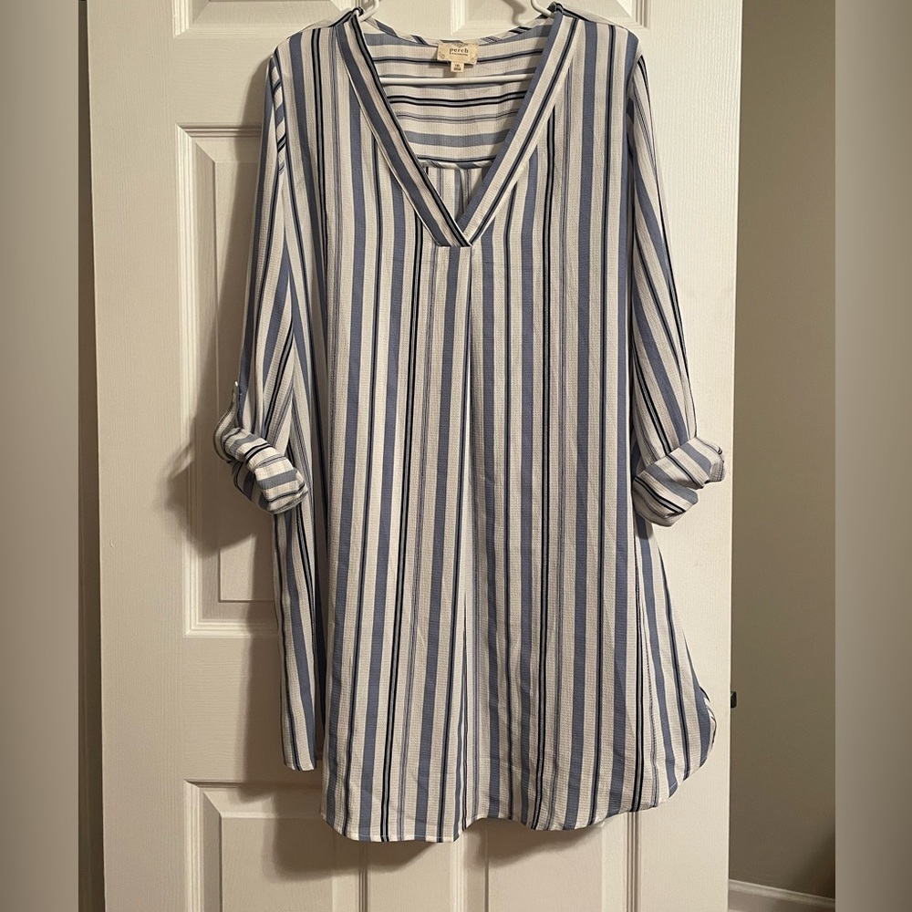 Blue and white strip dress